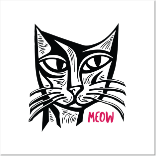 Artsy Cat Design Meow for Cat Lover Posters and Art